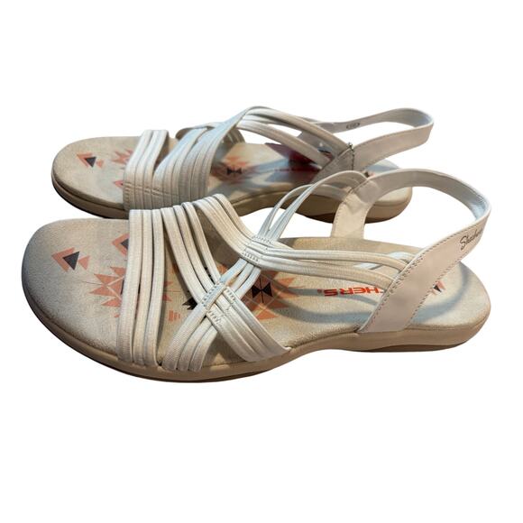 SKECHERS 163023 REGGAE SLIM STRETCH FIT SUNNYSIDE SANDALS WHITE WOMENS SZ 10 - Picture 3 of 7